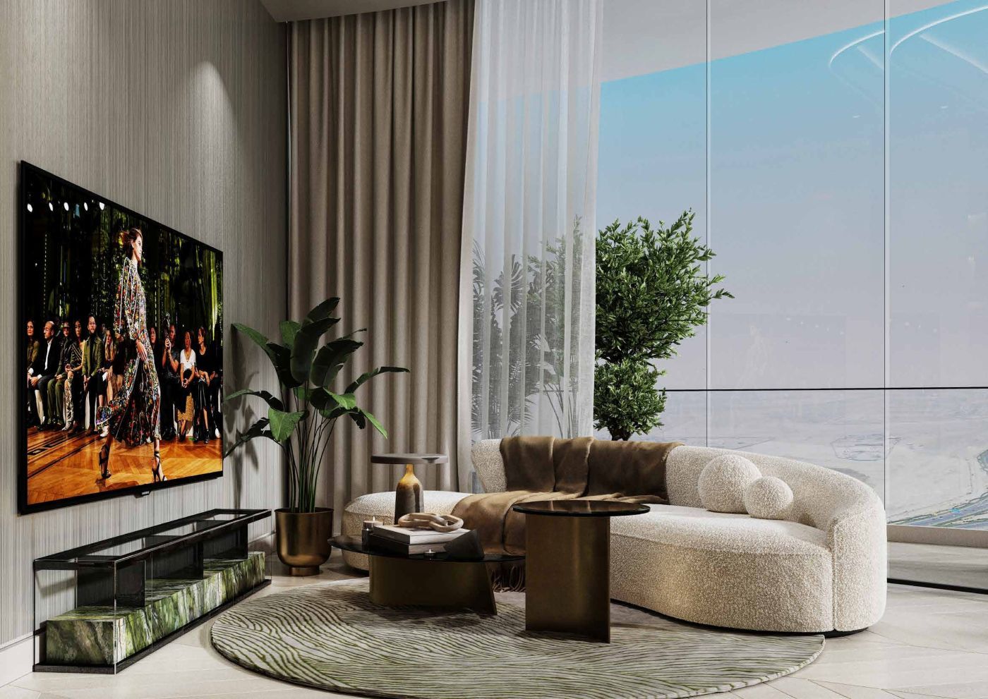 Salón de un apartamento de Canal Crown con vistas