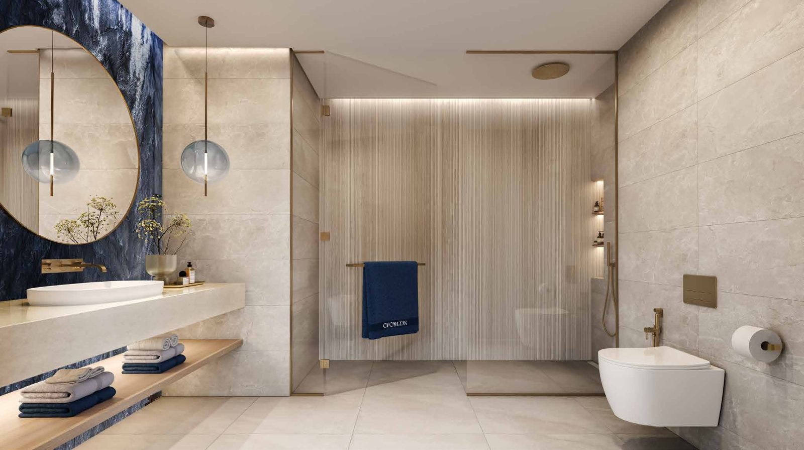 Chelsea Residences by DAMAC, Dubai Maritime City: baño principal