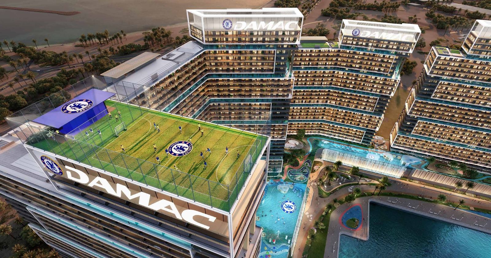 Chelsea Residences by DAMAC, Dubai Maritime City: campo de fútbol en la azotea