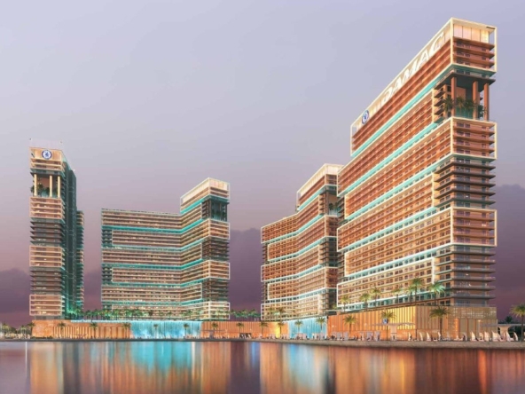 Chelsea Residences by DAMAC, Dubai Maritime City: torres frente al mar al atardecer