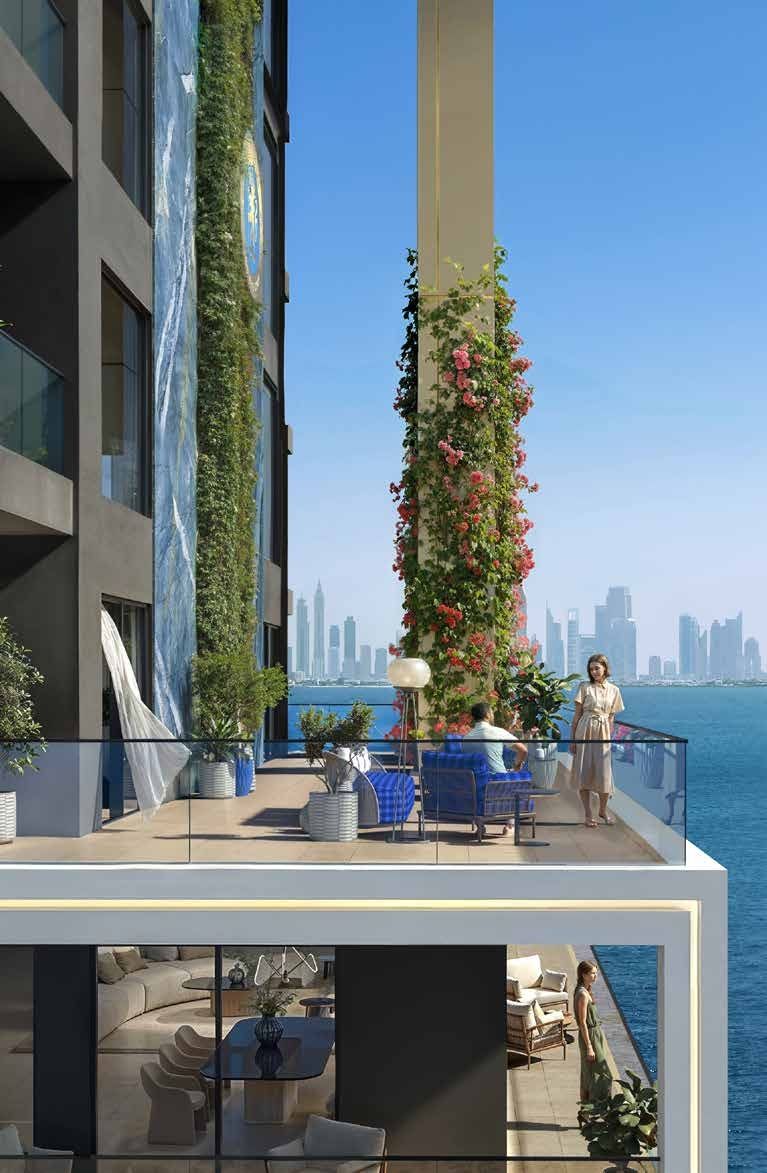 Chelsea Residences by DAMAC, Dubai Maritime City: terraza con vistas al mar y al skyline