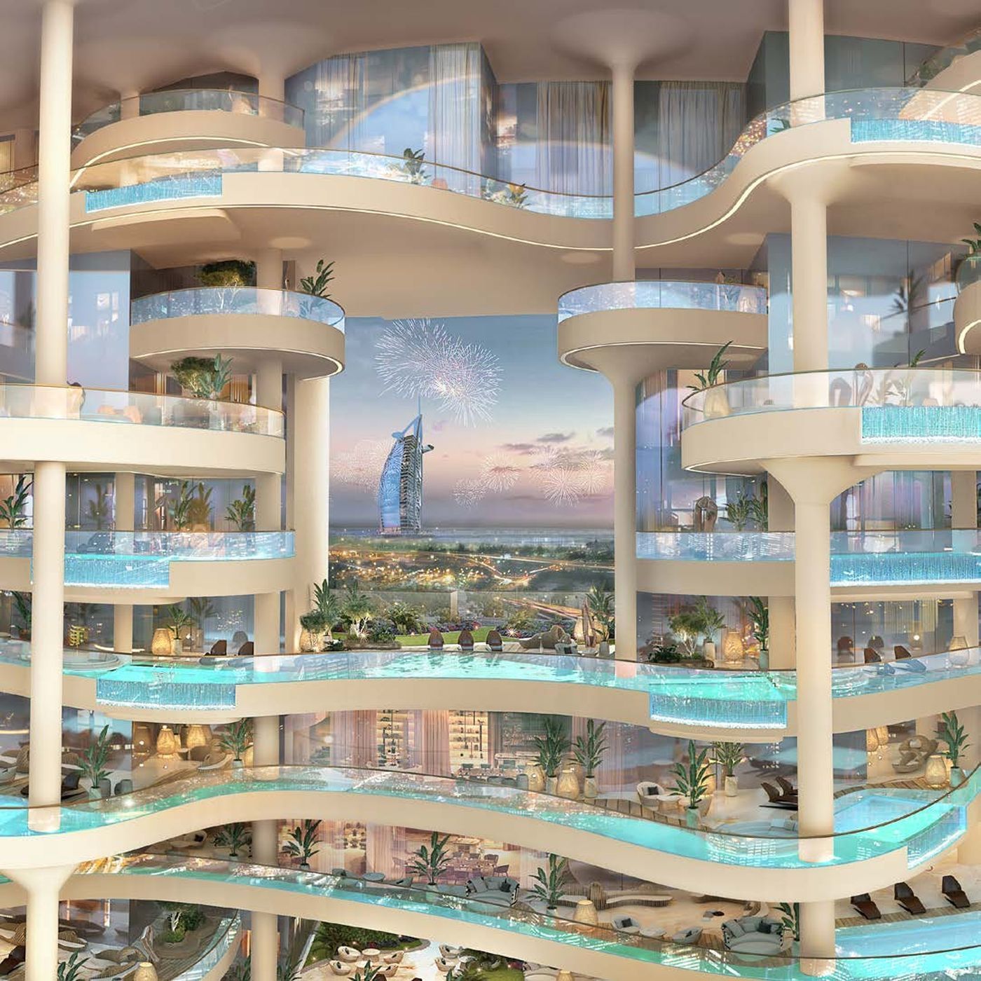 Balcones de Couture by Cavalli con vistas al Burj Al Arab