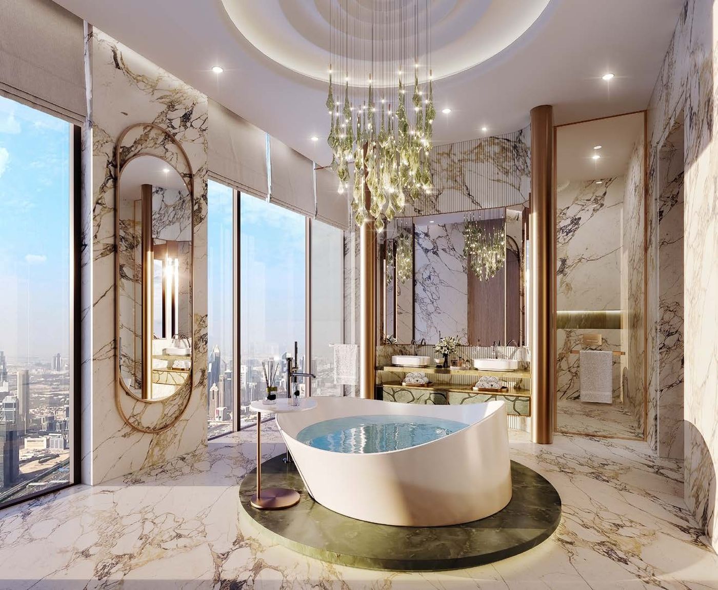 Baño principal de Couture by Cavalli con bañera y vistas