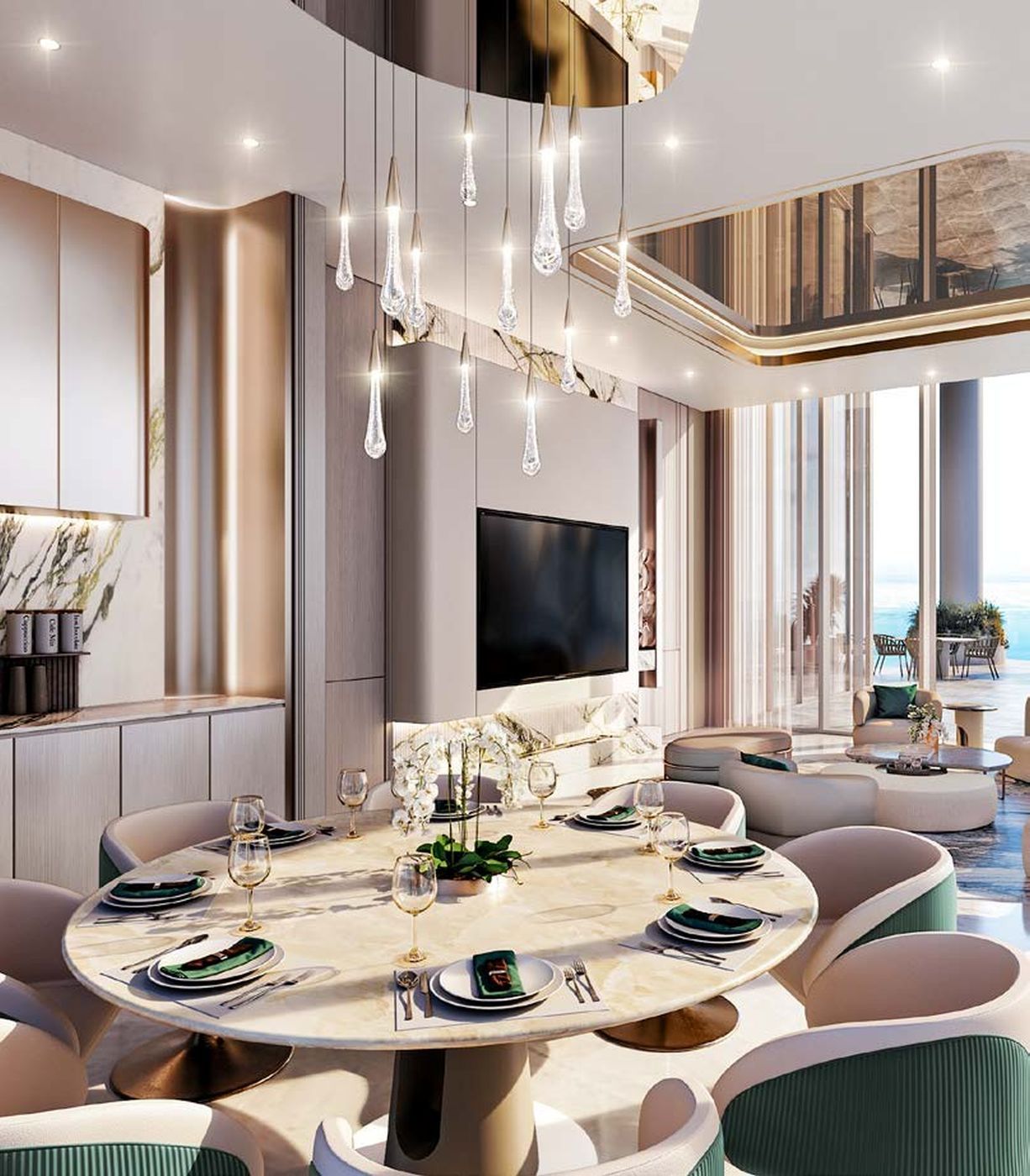 Comedor y salón de una residencia de Couture by Cavalli