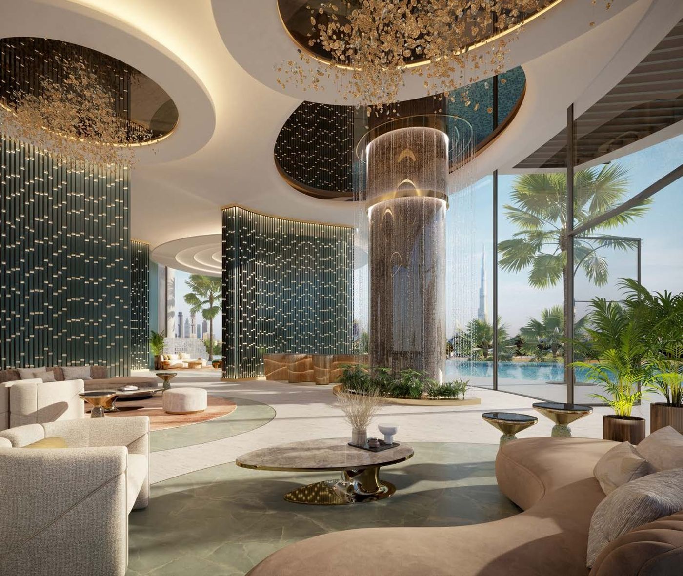 Lobby de Couture by Cavalli con vistas al Burj Khalifa