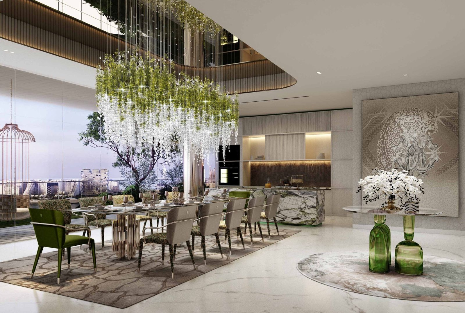 Damac Bay 2, Dubai Harbour: comedor y cocina