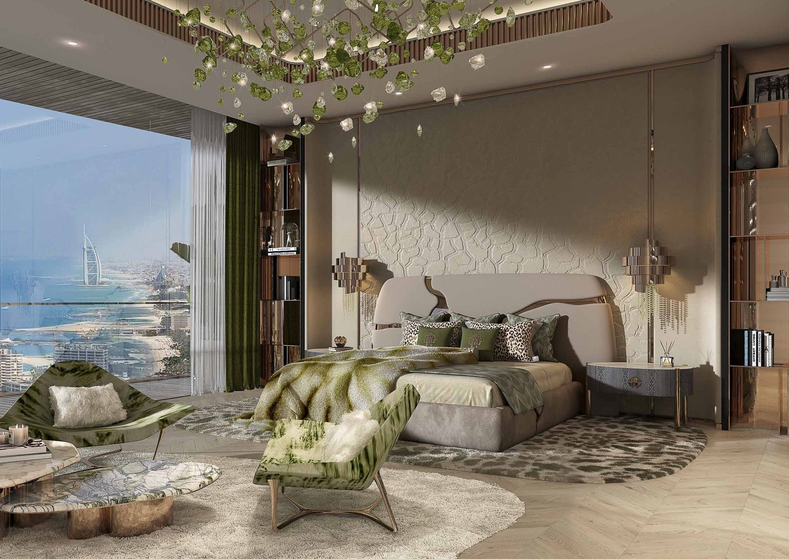 Damac Bay 2, Dubai Harbour: dormitorio principal con vistas al Burj Al Arab