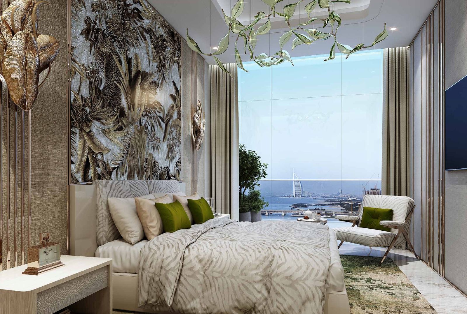 Damac Bay 2, Dubai Harbour: dormitorio con vistas al mar