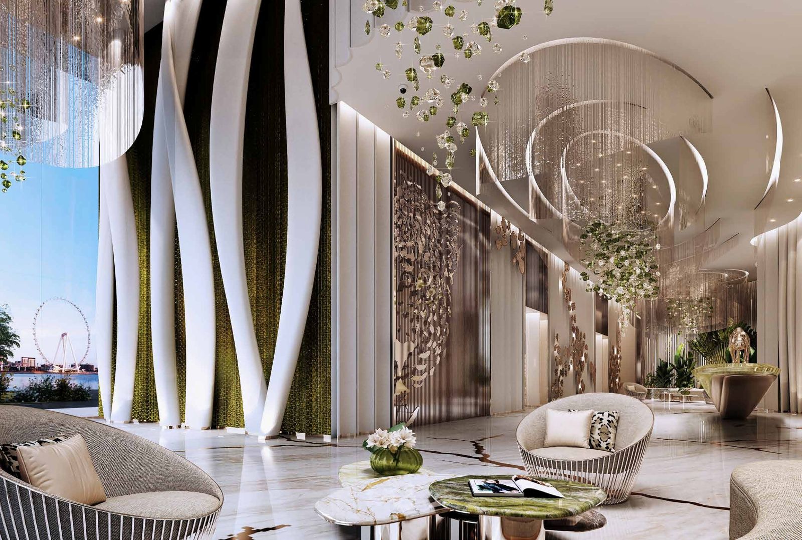 Damac Bay 2, Dubai Harbour: lobby con vistas a Ain Dubai