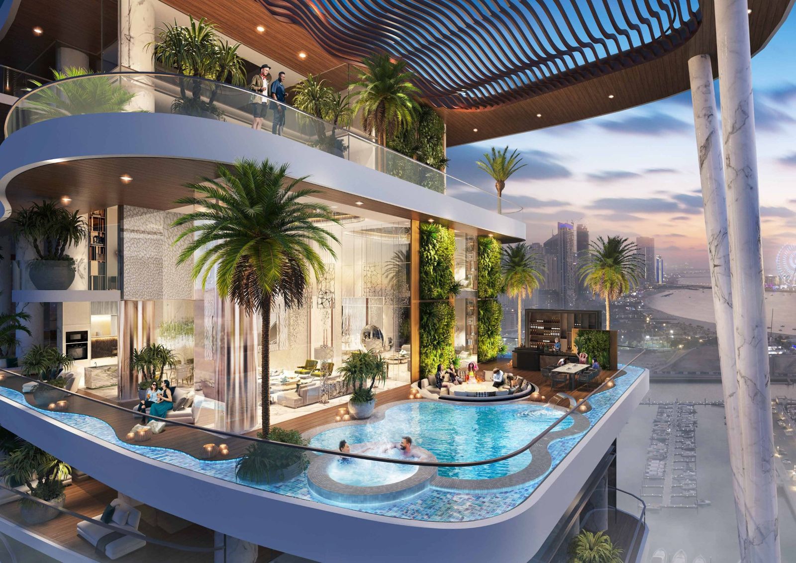 Damac Bay 2, Dubai Harbour: terraza con piscina privada