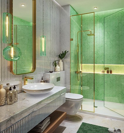 Baño de un apartamento de Damac Elo
