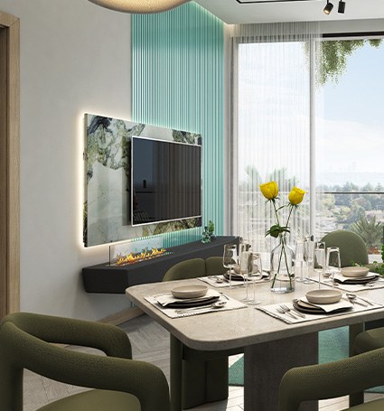 Comedor de un apartamento de Damac Elo