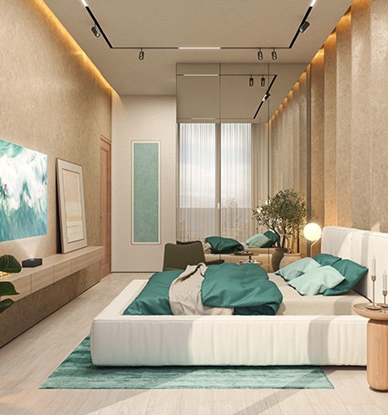 Dormitorio de un apartamento de Damac Elo