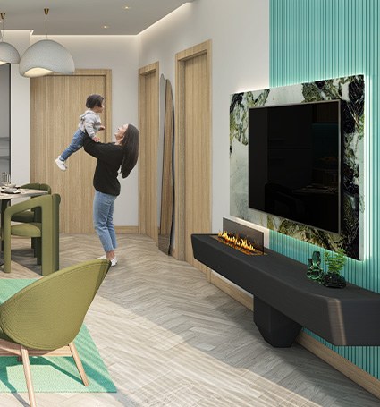 Salón de un apartamento de Damac Elo