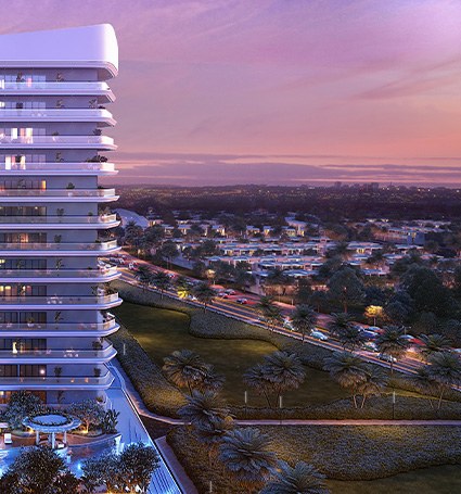Torre Damac Elo al atardecer con vistas a DAMAC Hills 2