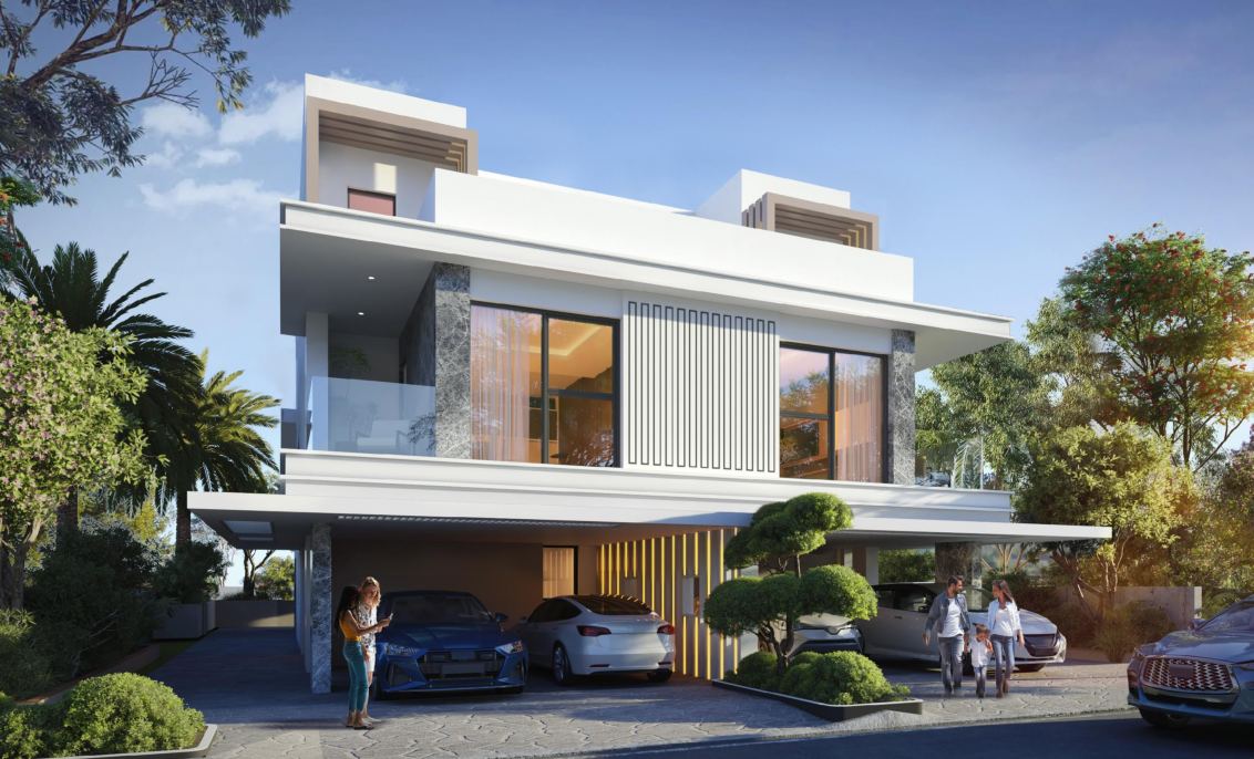 DAMAC Islands 2, Dubailand: fachada de una villa pareada