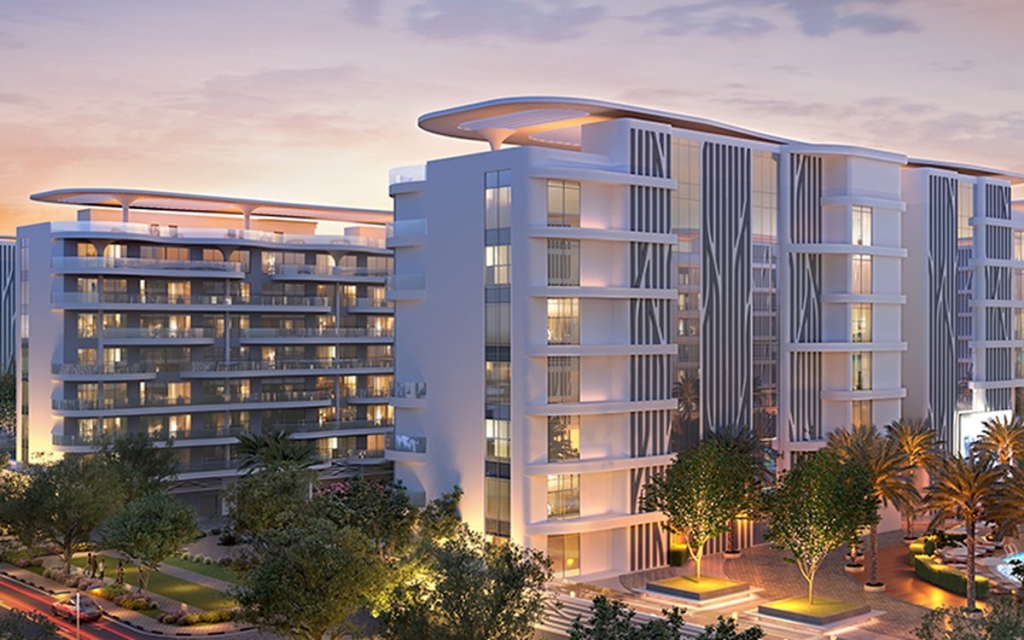 Damac Lagoon Views, Dubái: edificios de apartamentos al atardecer