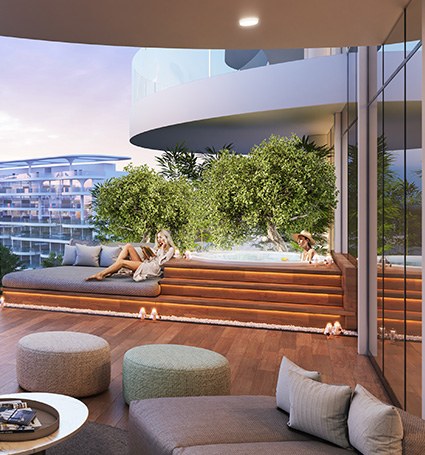 Damac Lagoon Views, Dubái: terraza con jacuzzi