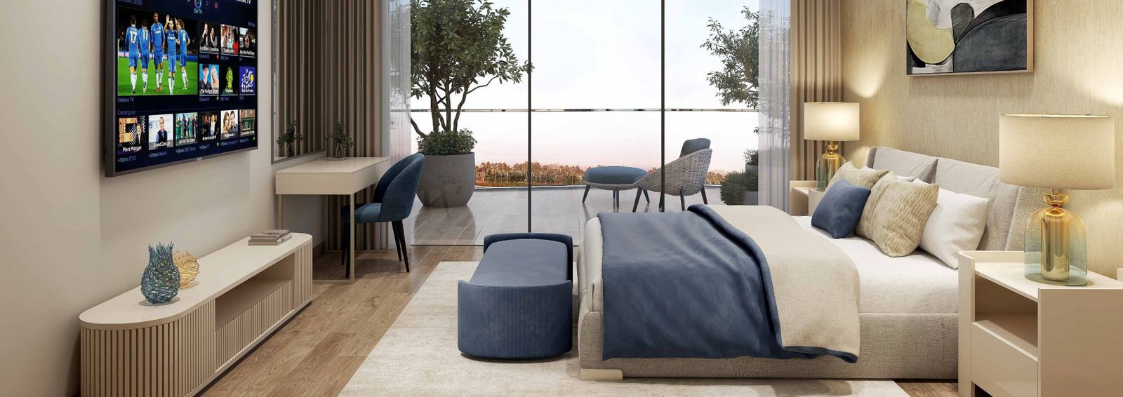 Damac Valencia, DAMAC Lagoons: dormitorio con terraza