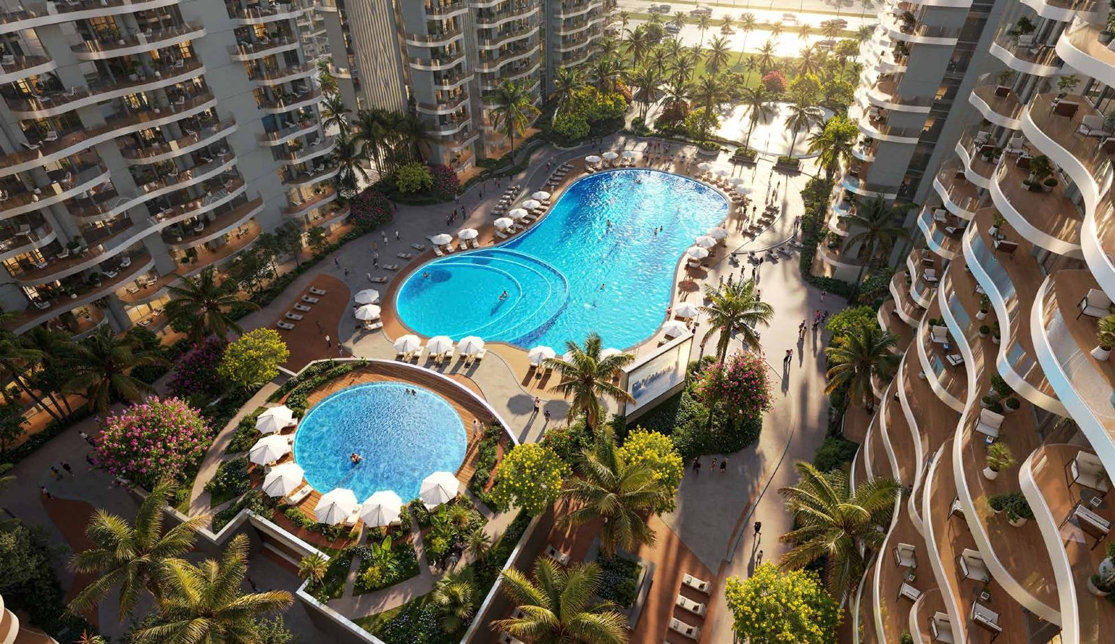 Damac Valencia, DAMAC Lagoons: vista aérea de las piscinas