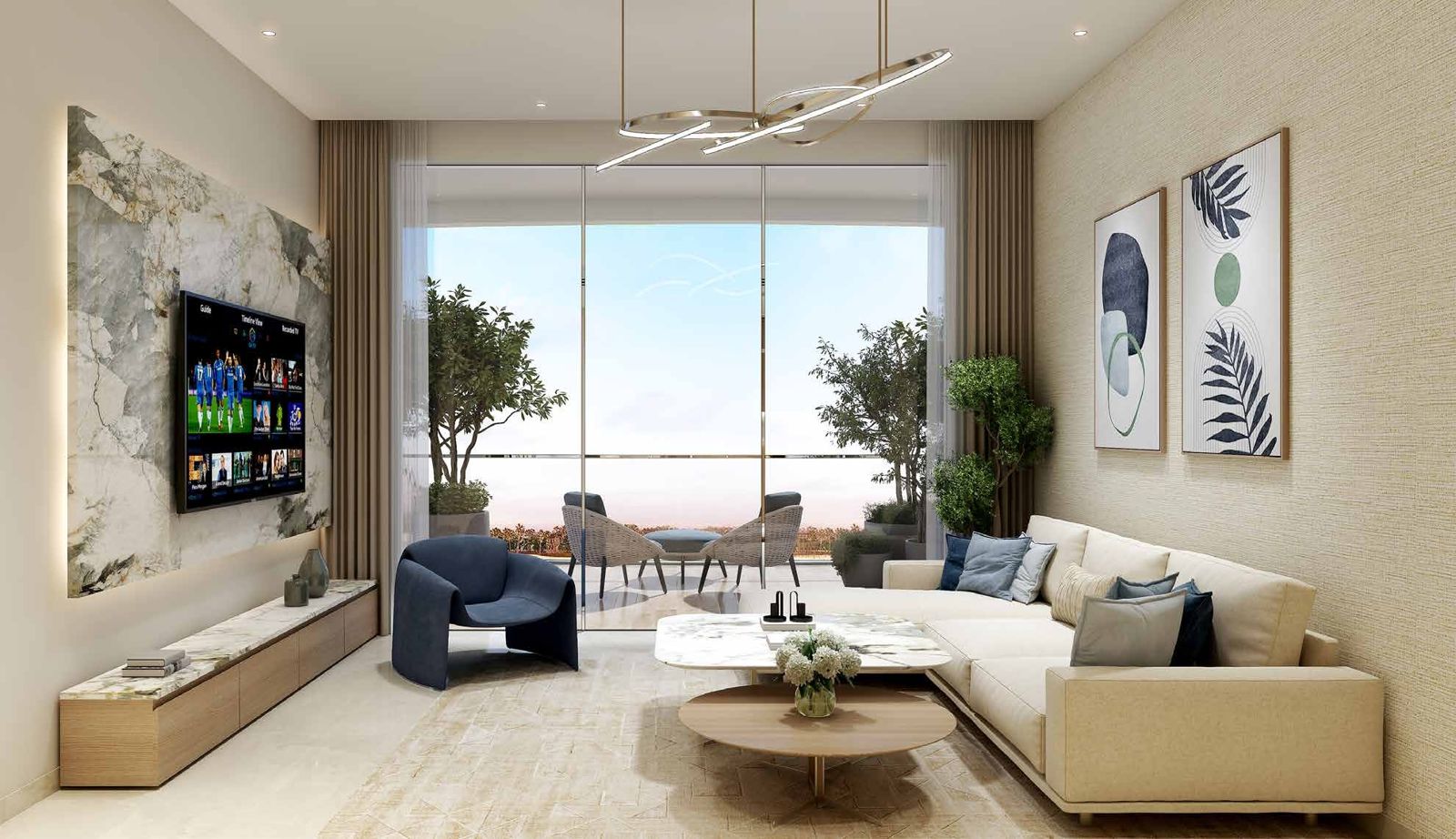 Damac Valencia, DAMAC Lagoons: salón con terraza