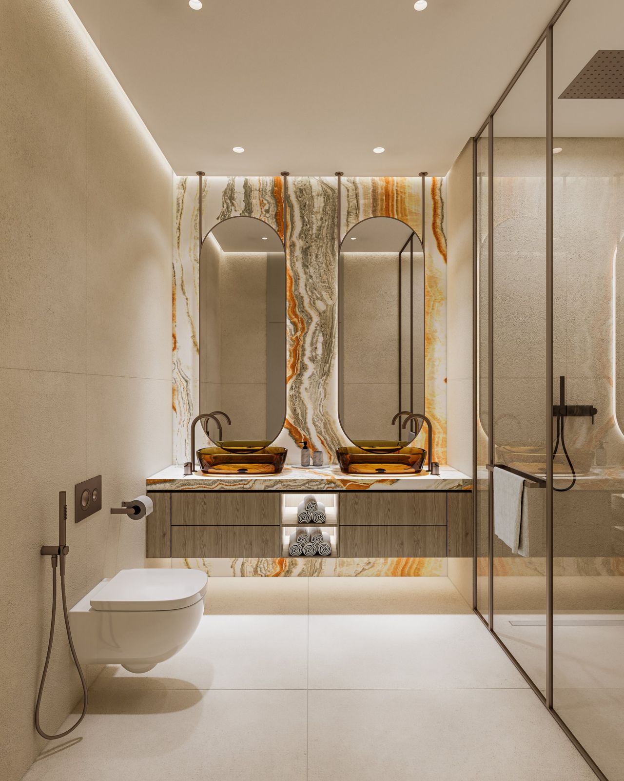 Safa Gate by DAMAC, Sheikh Zayed Road: baño con doble lavabo