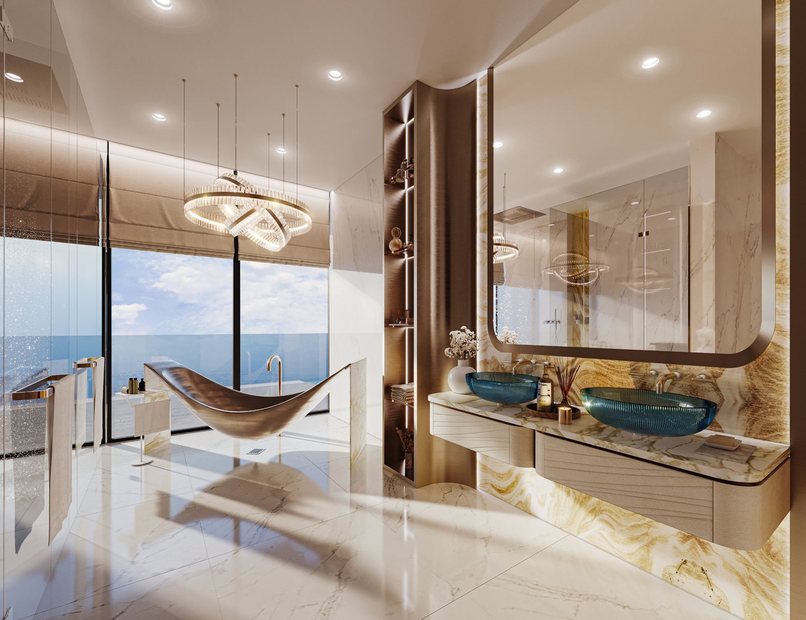 Safa Gate by DAMAC, Sheikh Zayed Road: baño principal con bañera