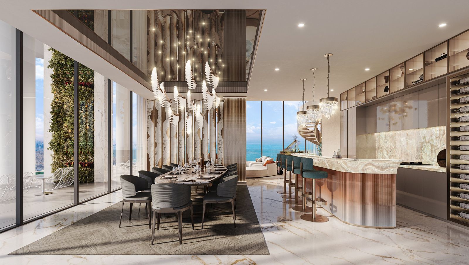 Safa Gate by DAMAC, Sheikh Zayed Road: comedor y cocina
