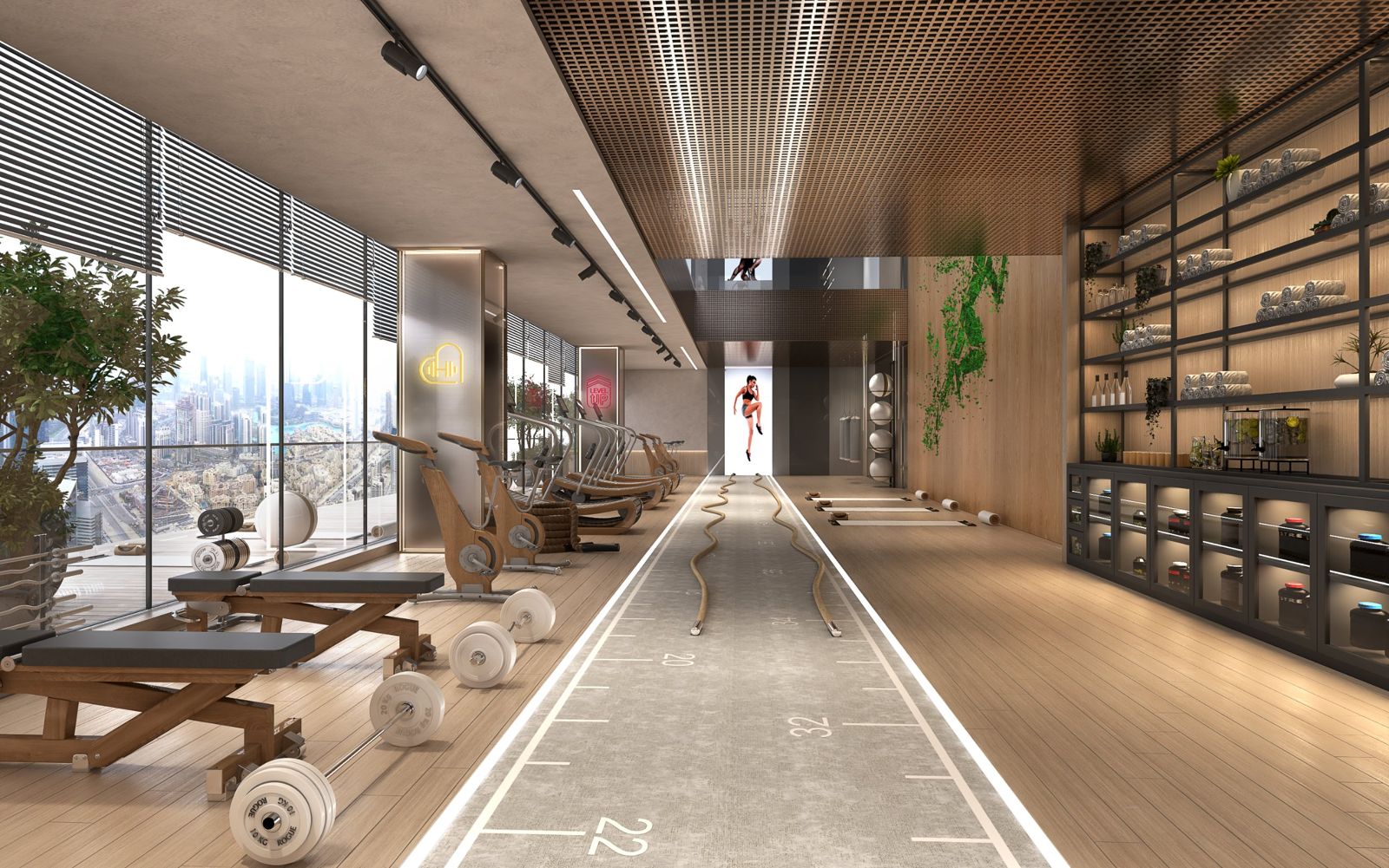 Safa Gate by DAMAC, Sheikh Zayed Road: gimnasio con zona de pesas