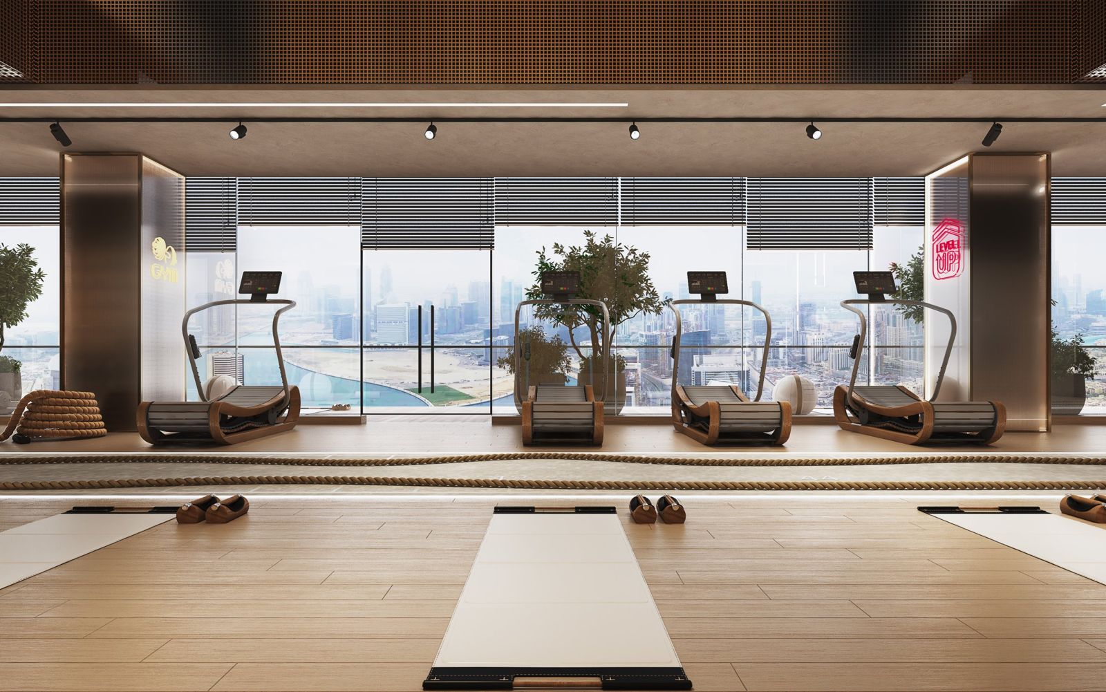 Safa Gate by DAMAC, Sheikh Zayed Road: gimnasio con vistas a la ciudad