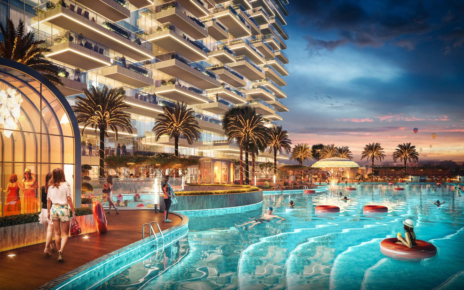 Safa Gate by DAMAC, Sheikh Zayed Road: piscina al atardecer