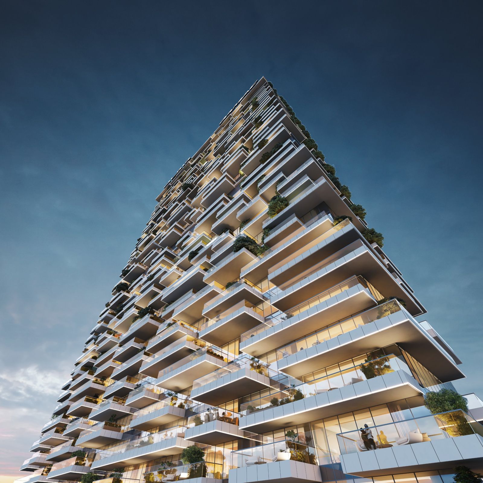 Safa Gate by DAMAC, Sheikh Zayed Road: torre vista desde abajo
