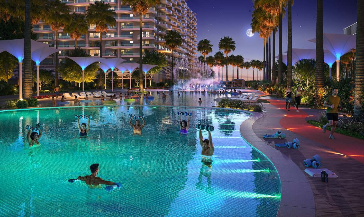Sorrento, DAMAC Lagoons: aqua gym de noche